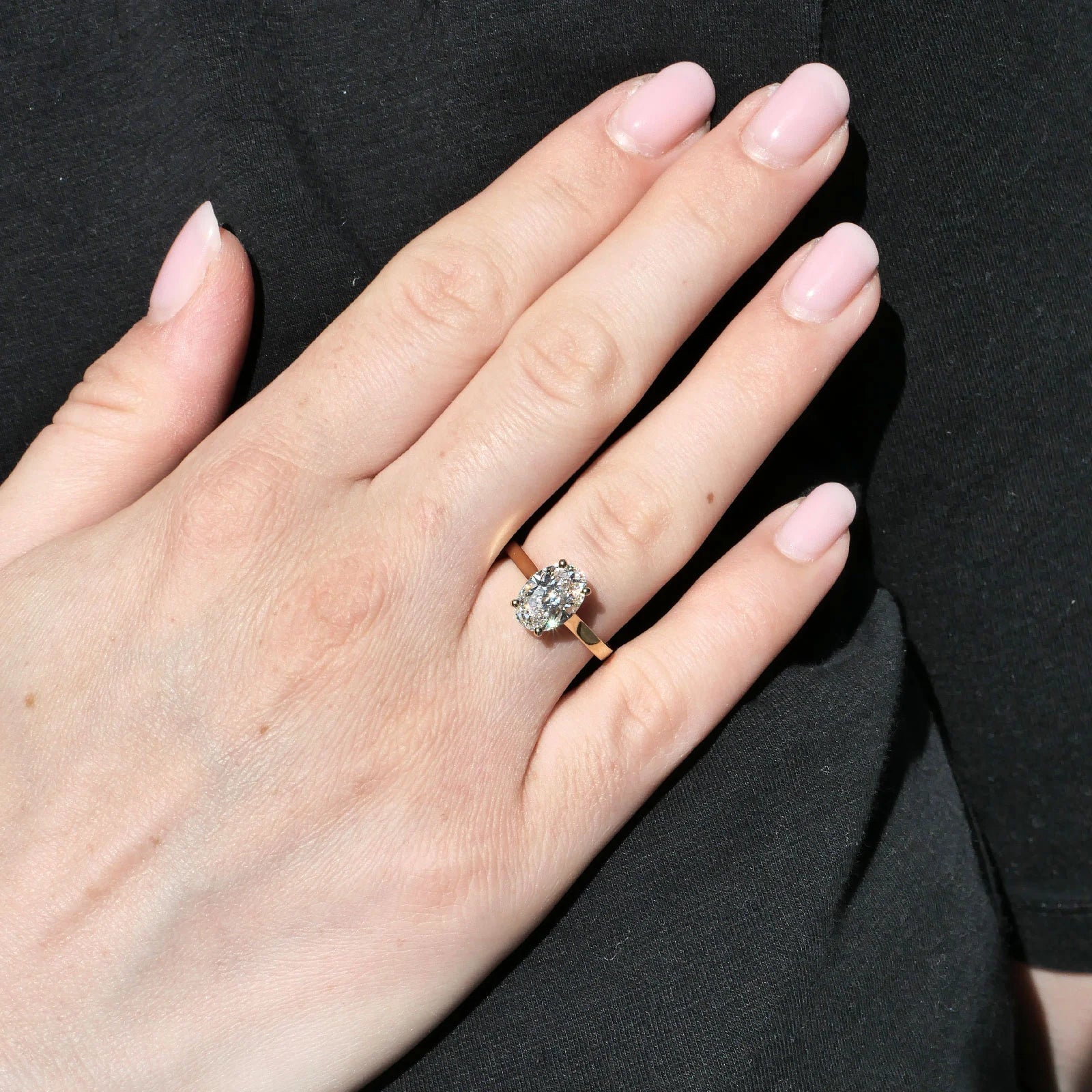 2.00 Carat Classic Lab-Grown Oval cut Diamond Engagement Ring in 18k yellow Gold