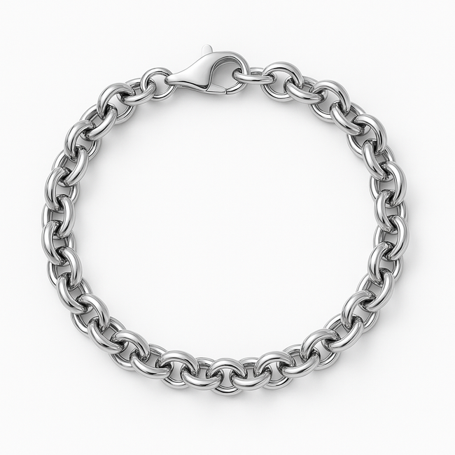 Italian Silver Rolo Link Bracelet 7.5