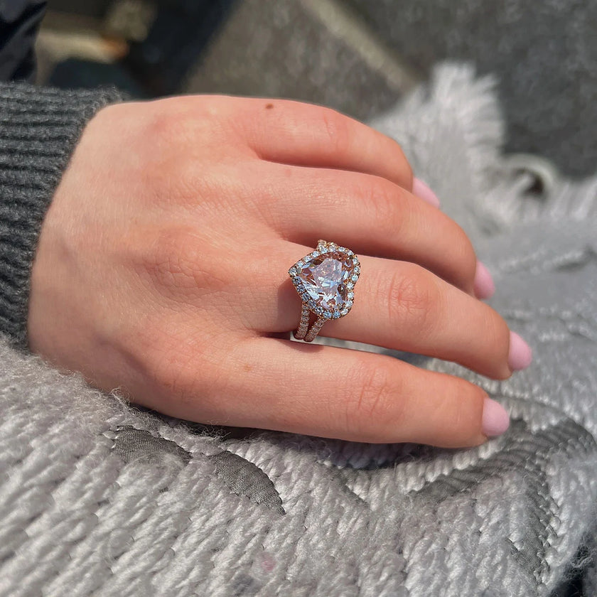 5.09 Carat Fancy Intense Pink Heart-Shaped Diamond Ring – Halo & Pavé in 18K Rose Gold