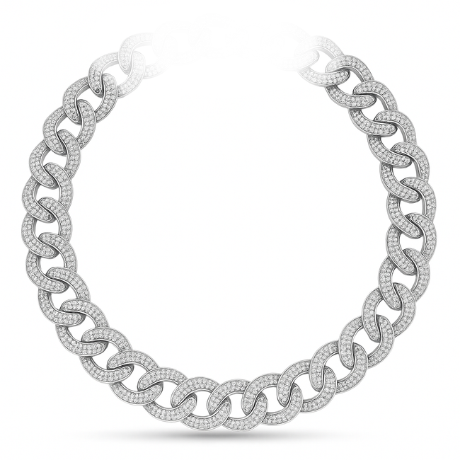 925 Sterling Silver Moissanite Chain 17mm Necklace