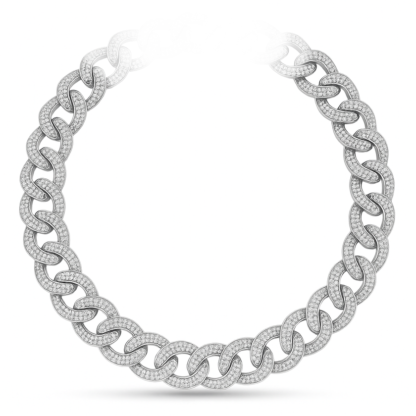 925 Sterling Silver Moissanite Chain 17mm Necklace