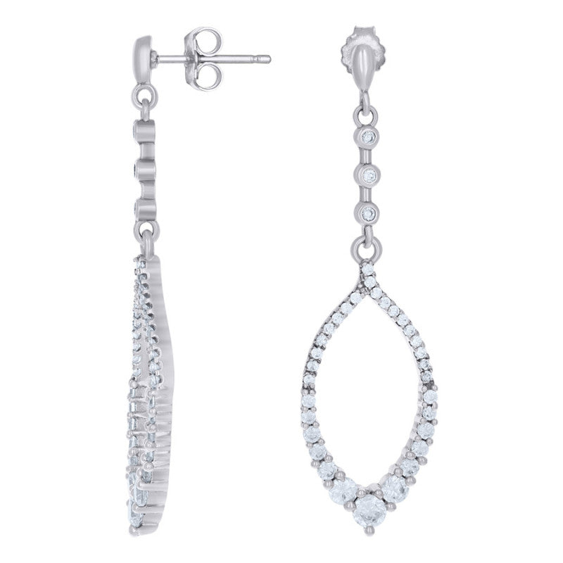 925 Sterling Silver & Clear CZ Fashion Danglers