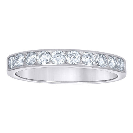 925 Sterling Silver Womens Round Moissanite Eternity Band Ring
