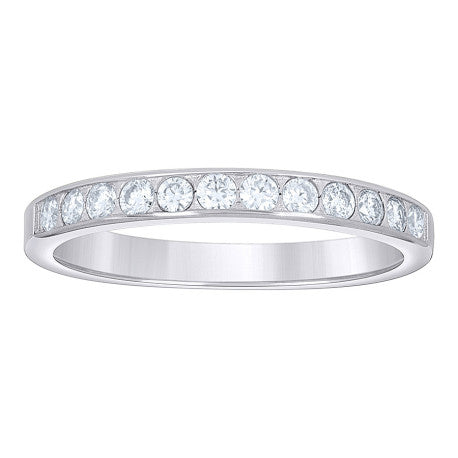 925 Sterling Silver Womens Round Moissanite Half Eternity Band Ring