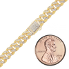 14K Yellow Gold Handmade Solid Cuban Curb Chain Necklace with Natural Diamonds