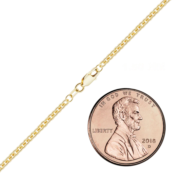 14K Yellow Gold Heavy Round Hollow Cable Chain Necklace