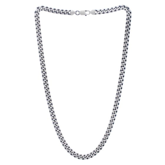 Italian Silver Gun Metal Miami Cuban Chain 24