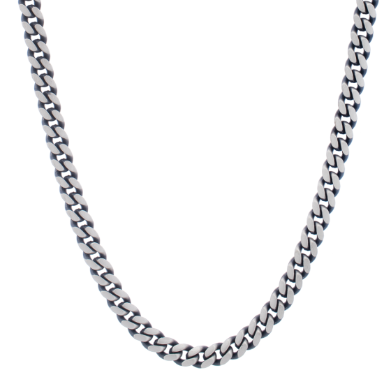 Italian Silver Gun Metal Miami Cuban Chain 24