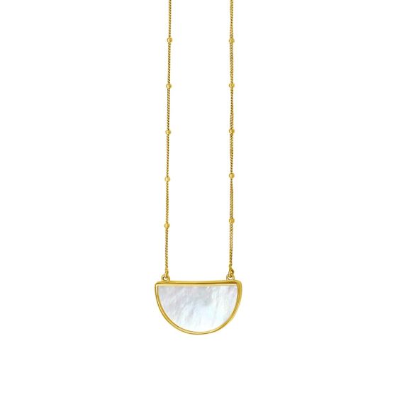 Fortuna Mother of Pearl Half Moon Necklace