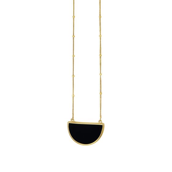 Fortuna Onyx Half Moon Necklace