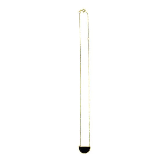 Fortuna Onyx Half Moon Necklace