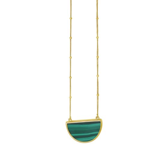 Fortuna Malachite Half Moon Necklace