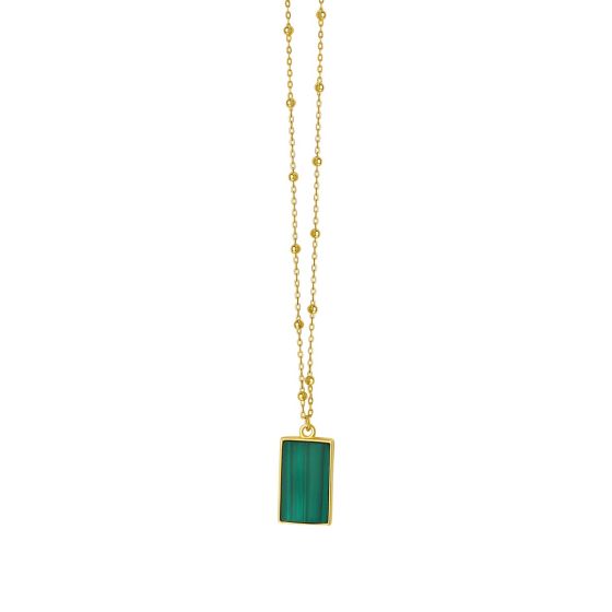 Fortuna Fashion Malachite Gem Rectangle Necklace