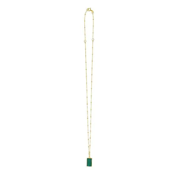 Fortuna Fashion Malachite Gem Rectangle Necklace