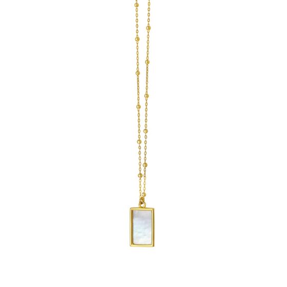Fortuna Mother of Pearl Rectangle Necklace