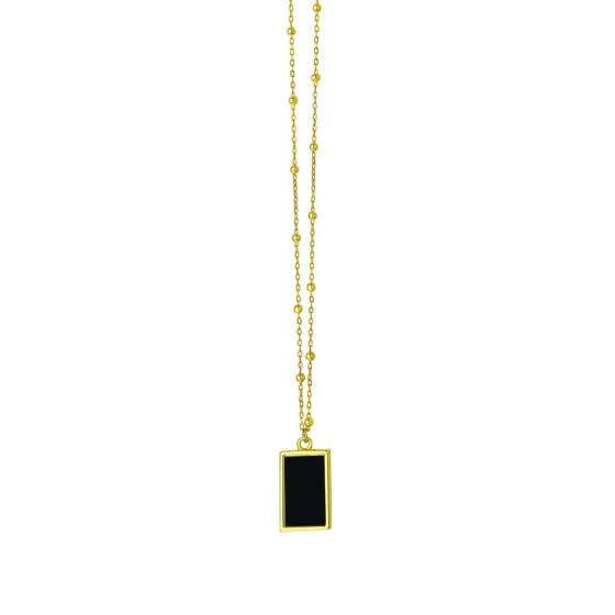 Fortuna Onyx Rectangle Necklace