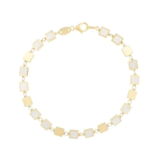 Fortuna MOP Mirror Gem Chain Bracelet