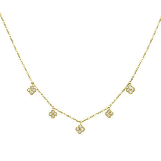 Fortuna Fashion 14K Diamond Flower Necklace