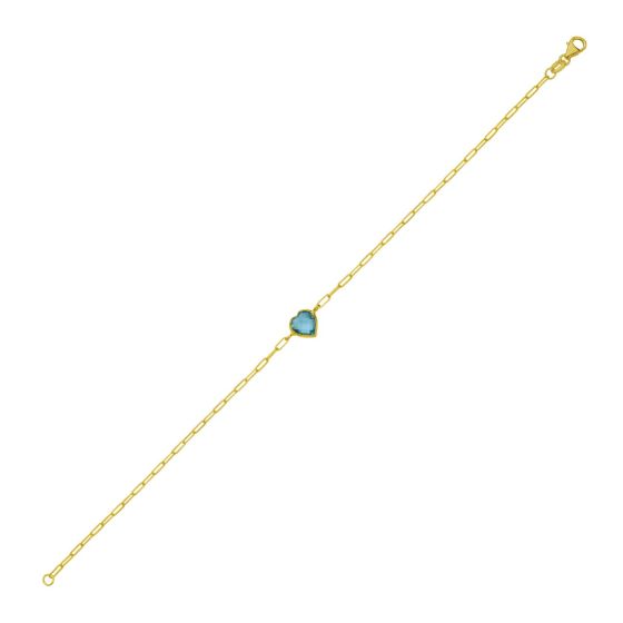 14K Blue Topaz Heart Bracelet