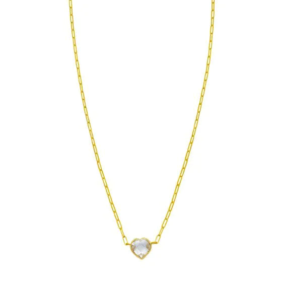14K White Topaz Heart Necklace