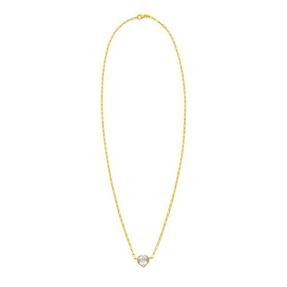 14K White Topaz Heart Necklace