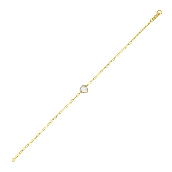 14K White Topaz Heart Bracelet