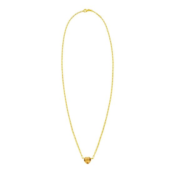 14K Yellow Citrine Heart Necklace