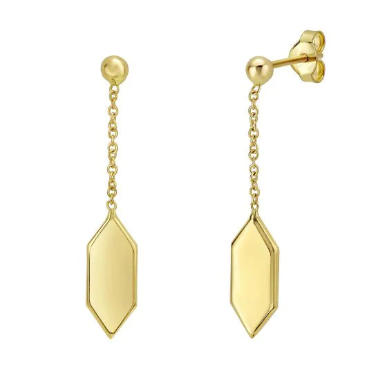 Fortuna Fashion 14K Hexagon Drop Hoops