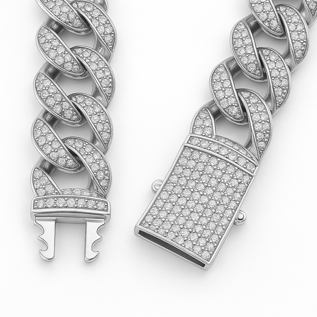 925 Sterling Silver Moissanite Chain 17mm Necklace