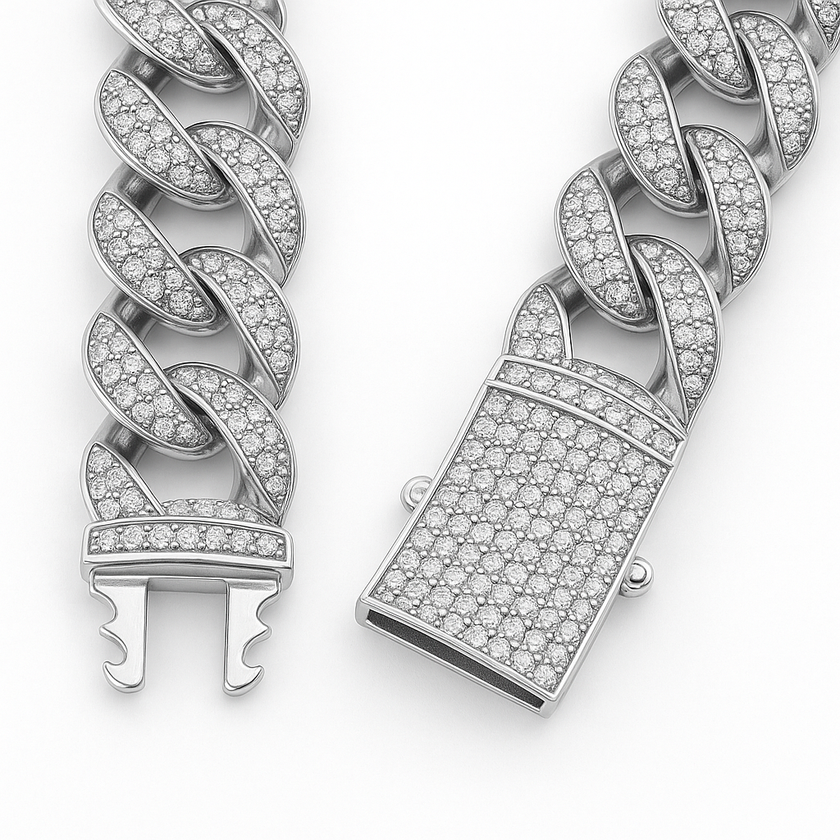 925 Sterling Silver Moissanite Chain 17mm Necklace