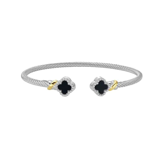 Clover Radiance Silver & 18K Cuff Bangle