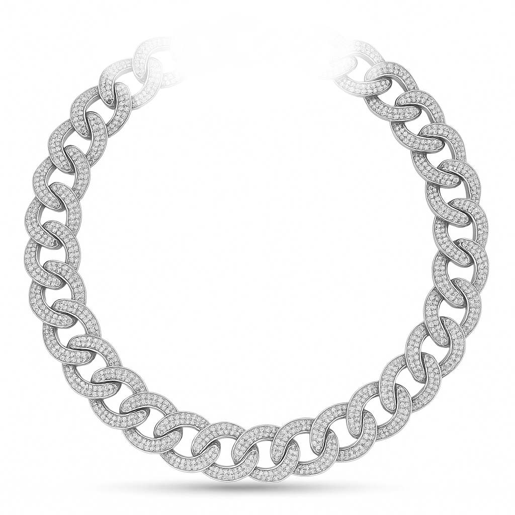 925 Sterling Silver Moissanite Chain 17mm Necklace