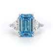 6.01 Carat Lab-Grown Fancy Intense Blue Diamond Ring – Emerald Cut IGI-certified