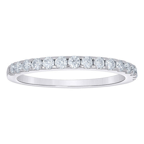925 Sterling Silver Womens Round Moissanite Half Eternity Prong Band  