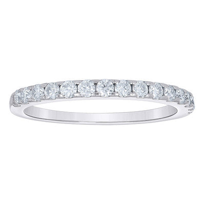 925 Sterling Silver Womens Round Moissanite Half Eternity Prong Band  