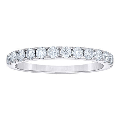 925 Sterling Silver Womens Round Moissanite Eternity Prong Band 
