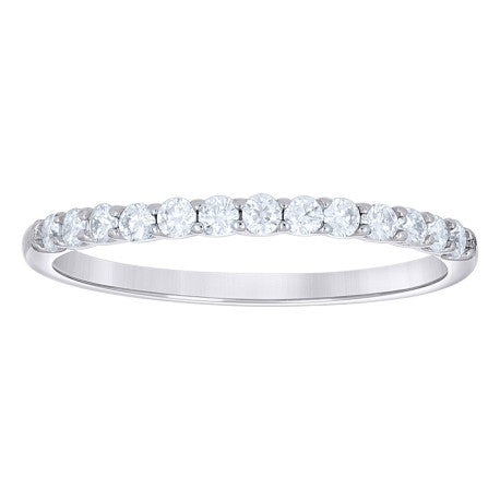 925 Sterling Silver Womens Round Moissanite Eternity Prong Band 