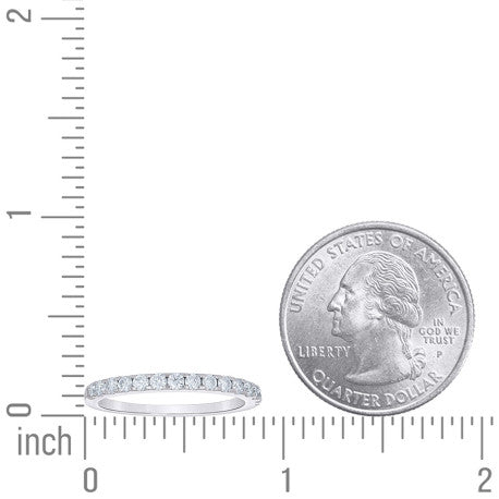 925 Sterling Silver Womens Round Moissanite Half Eternity Prong Band  