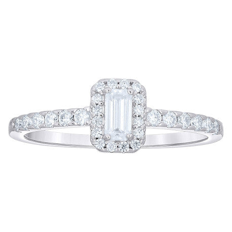 925 Sterling Silver Moissanite Baguette Ring