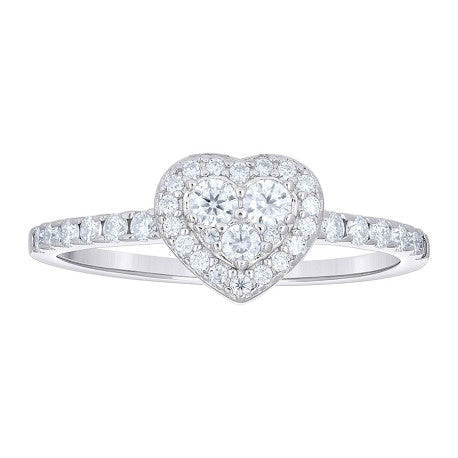 925 Sterling Silver Moissanite Heart Ring