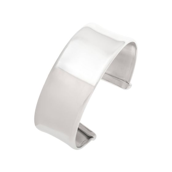 Silver Wide Sculpted Cuff Bangle