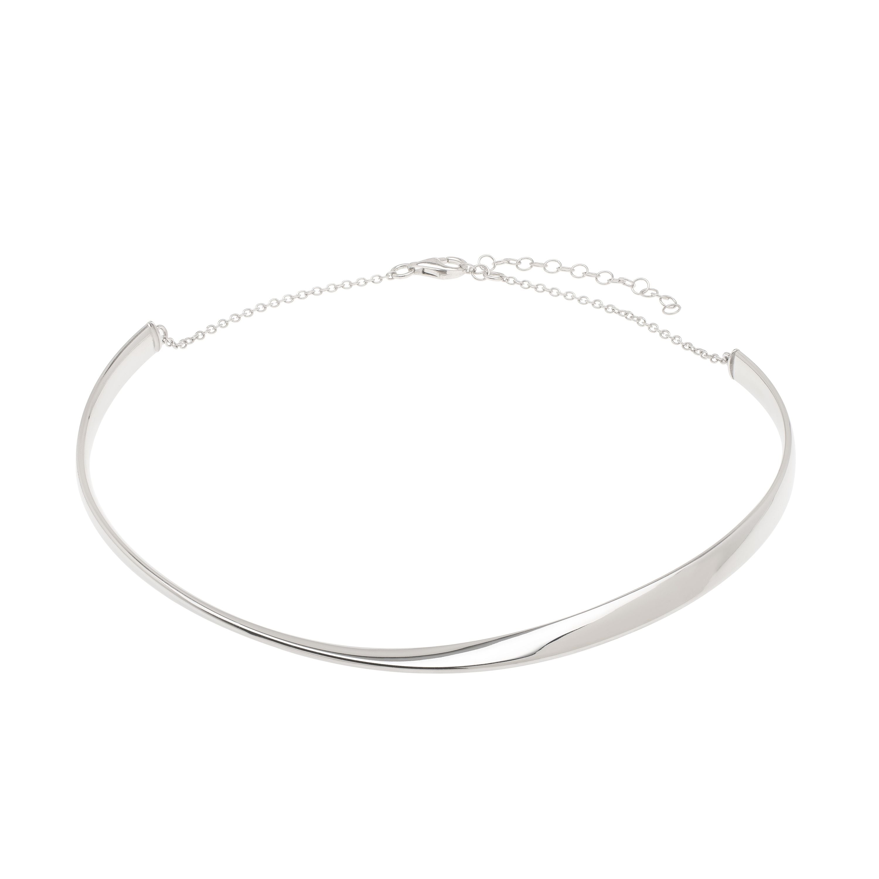 Silver Sculpted Collar Necklace