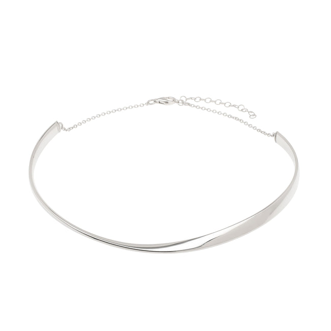 Silver Sculpted Collar Necklace