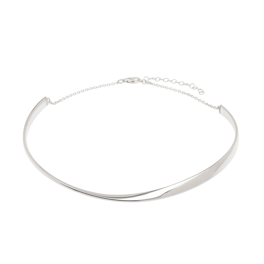 Silver Sculpted Collar Necklace