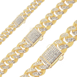 14K Yellow Gold Handmade Solid Cuban Curb Chain Necklace with Natural Diamonds