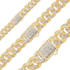 14K Yellow Gold Handmade Solid Cuban Curb Chain Necklace with Natural Diamonds
