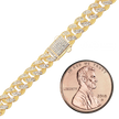 14K Yellow Gold Handmade Solid Cuban Curb Chain Necklace with Natural Diamonds