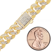 14K Yellow Gold Handmade Hollow Cuban Curb Chain Necklace with Natural Diamonds