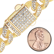 14K Yellow Gold Handmade Hollow Cuban Curb Chain Necklace with Natural Diamonds