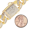 14K Yellow Gold Handmade Hollow Cuban Curb Chain Necklace with Natural Diamonds